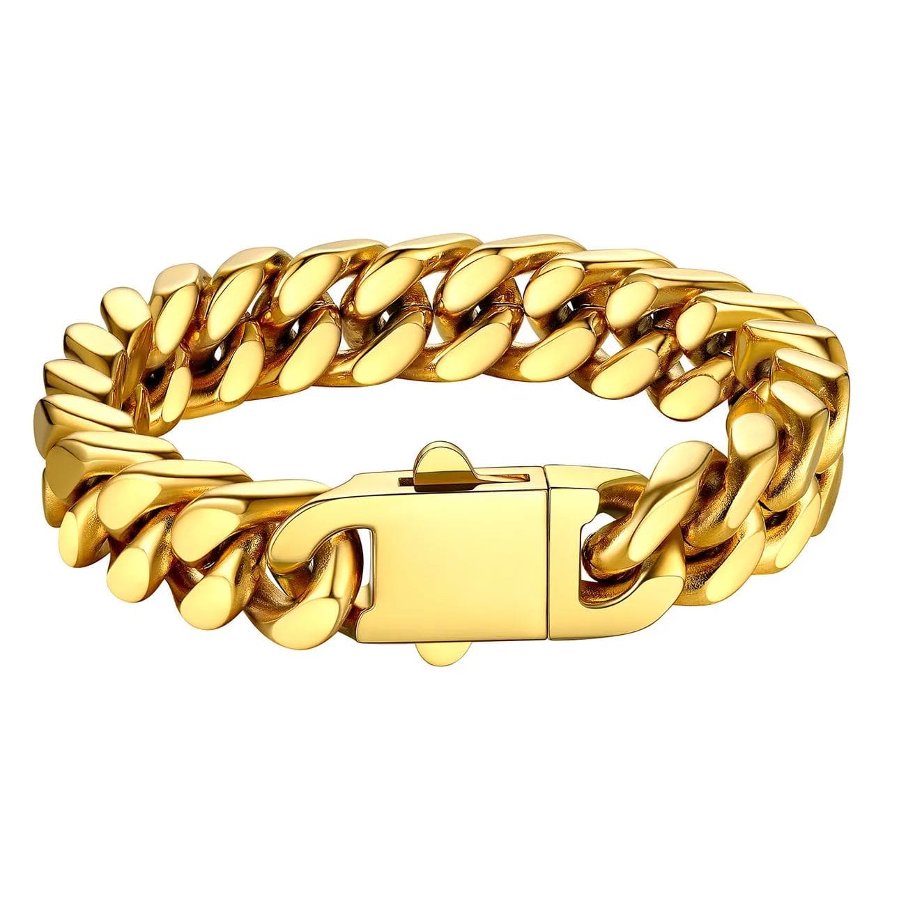 Miami Cuban Link Chain Bracelet for Men gold 12 mm