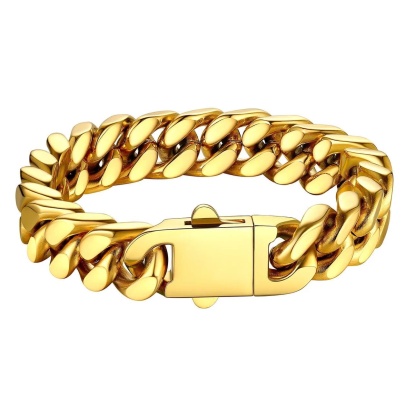 Miami Cuban Link Chain Bracelet for Men gold 12 mm