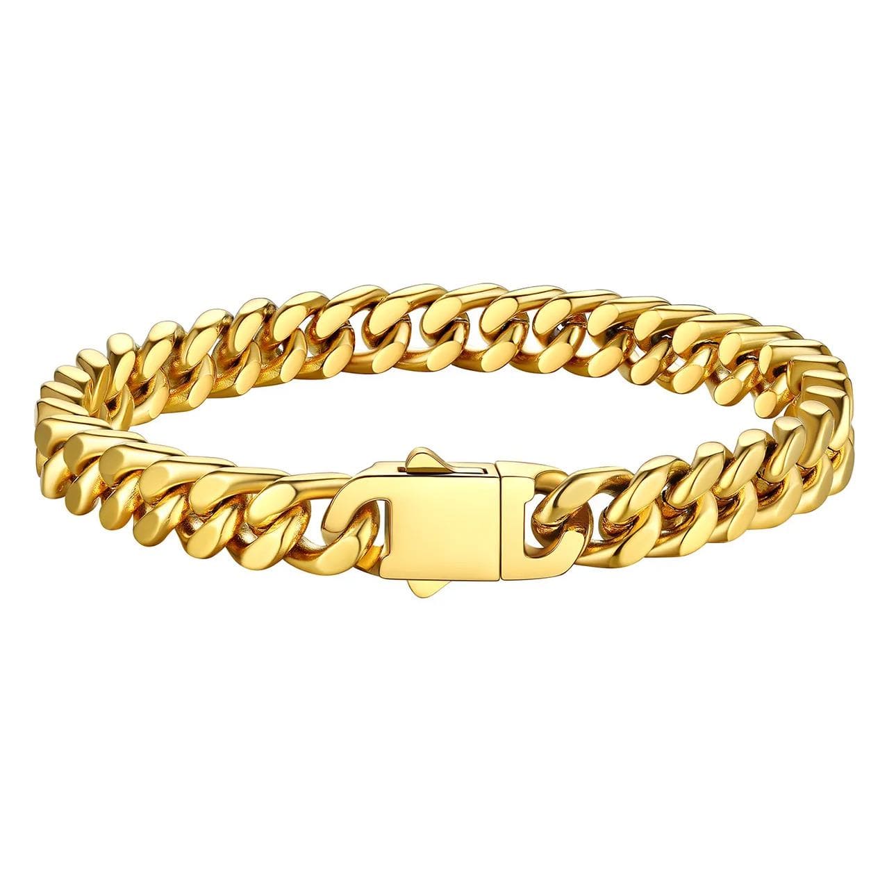Miami Cuban Link Chain Bracelet for Men gold 7 mm