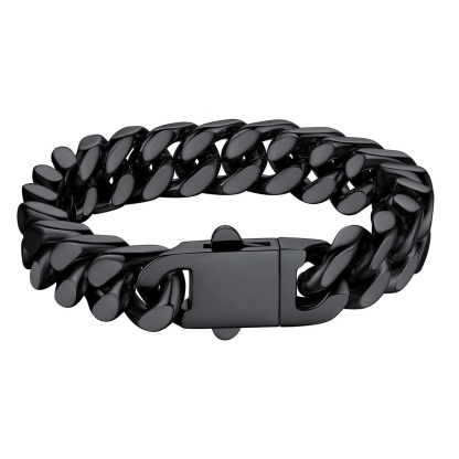 Miami Cuban Link Chain Bracelet for Men black 12 mm