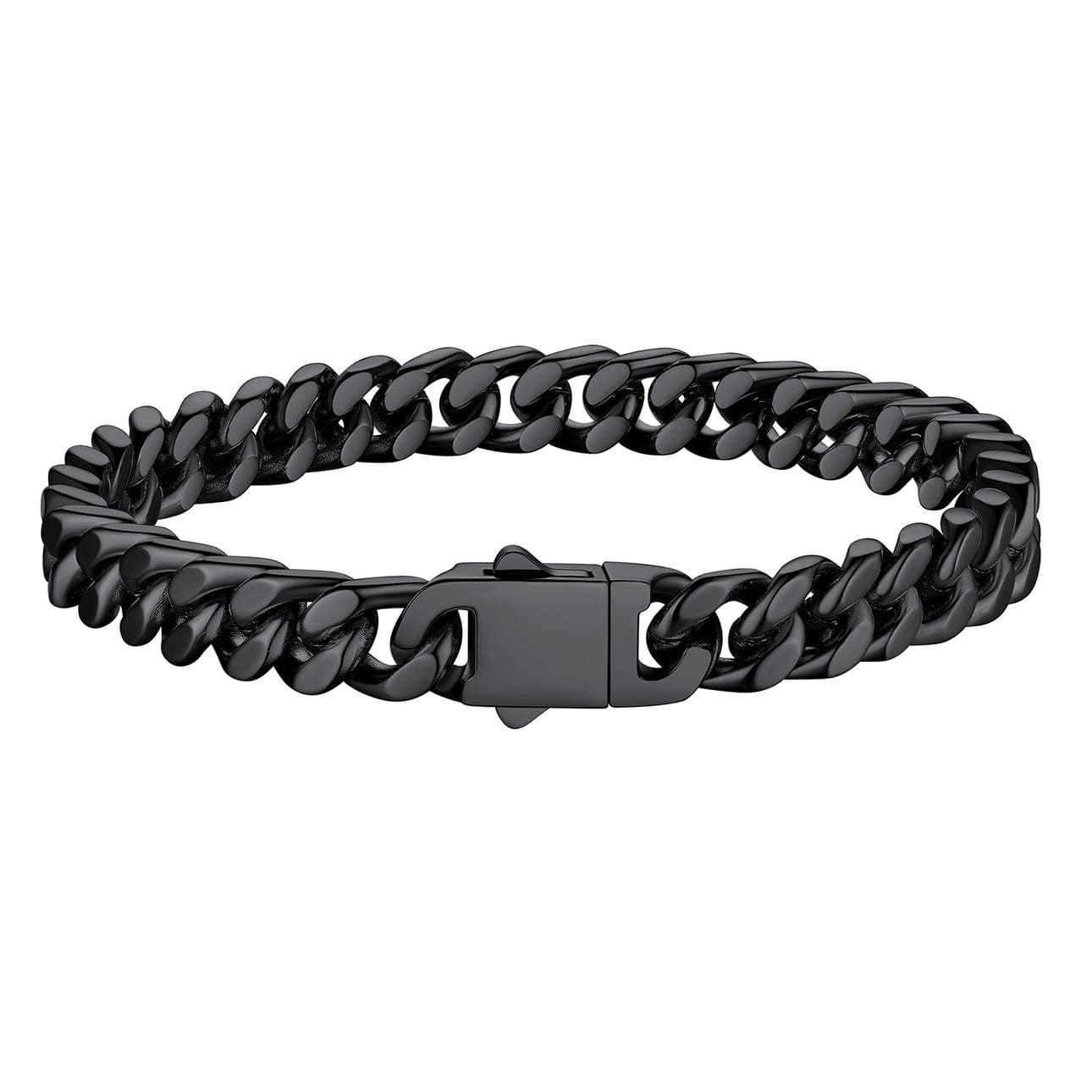 Miami Cuban Link Chain Bracelet for Men black 7 mm