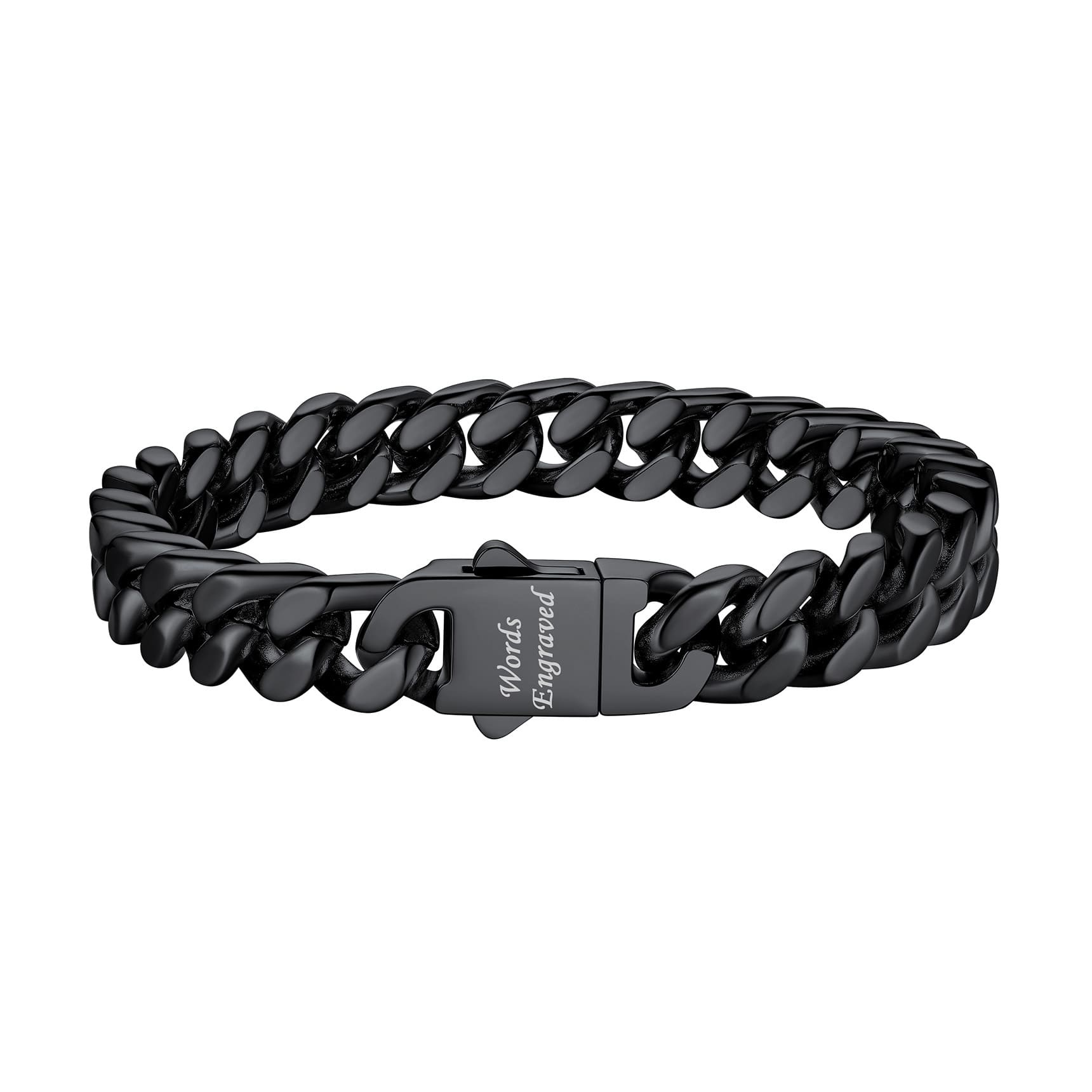 Miami Cuban Link Chain Bracelet for Men black 9 mm