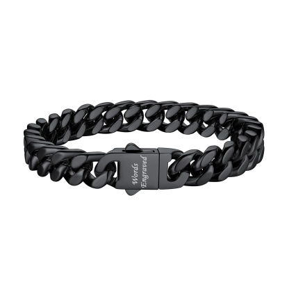 Miami Cuban Link Chain Bracelet for Men black 9 mm