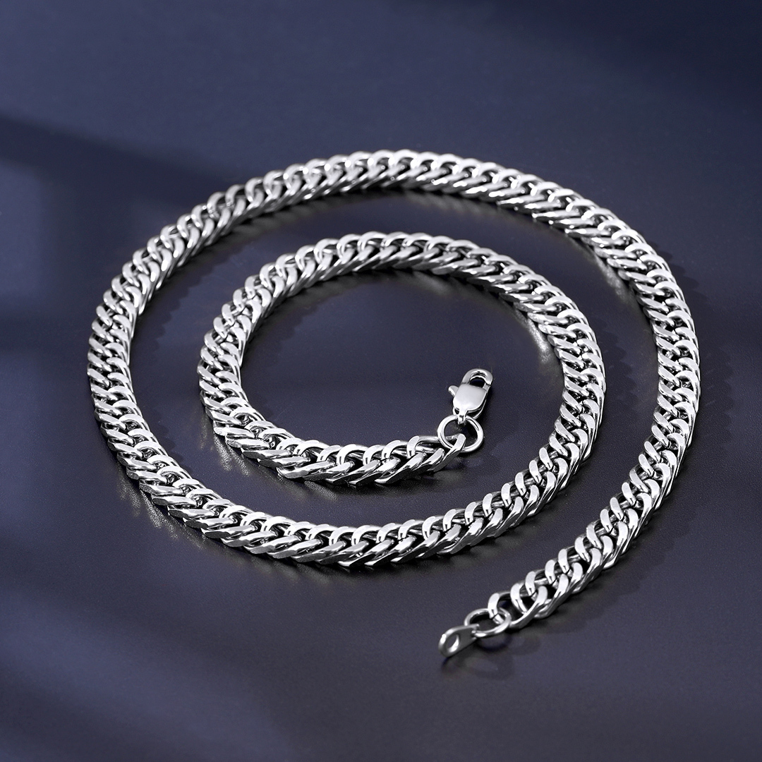 Miami Curb Link Chain 5MM Stainless Steel silver solide