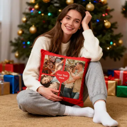 Multi Photos Throw Pillow with 3 photo