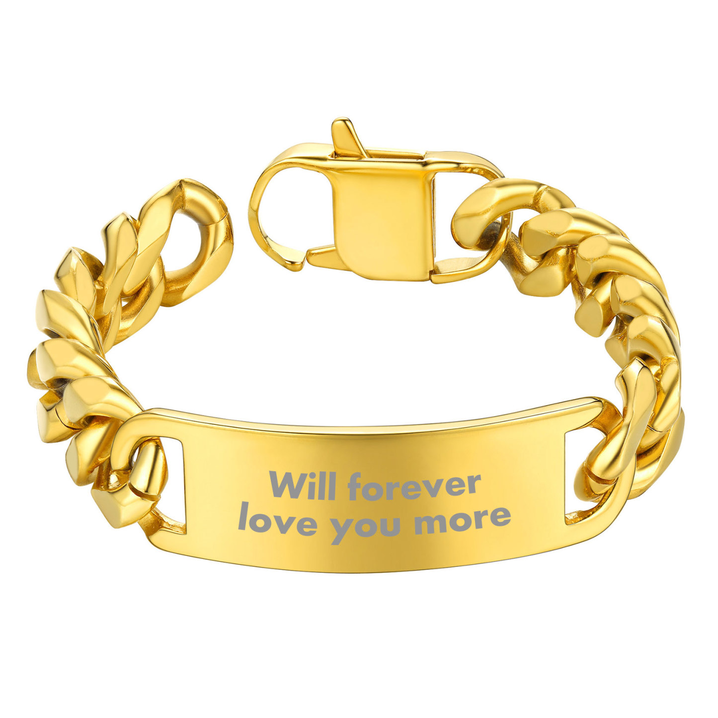 Name Engraved for Men Custom Cuban Link Chain ID Bracelet 