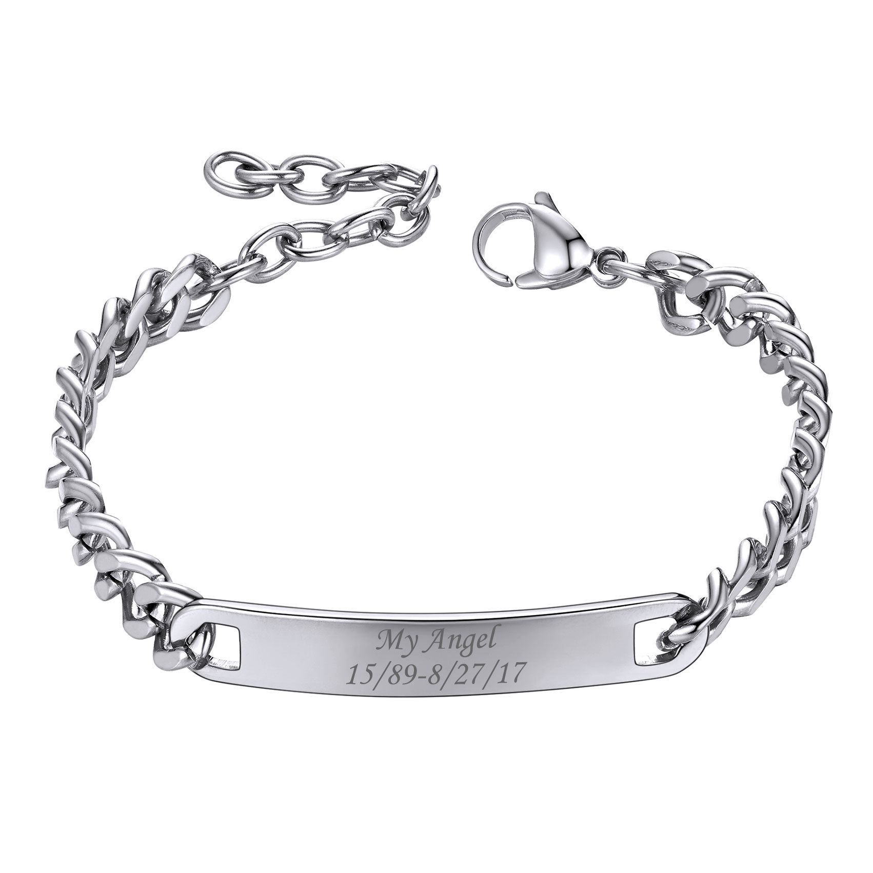 Name Engraved for Men Custom Cuban Link Chain ID Bracelet