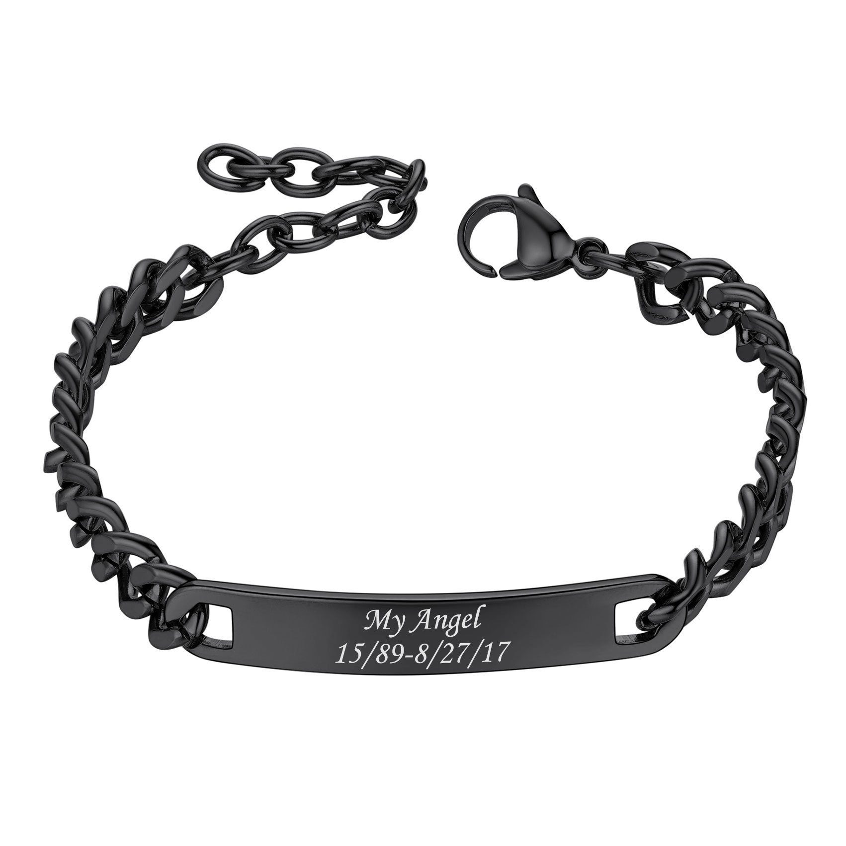 Name Engraved for Men Custom Cuban Link Chain ID Bracelet 