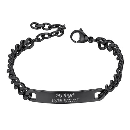 Name Engraved for Men Custom Cuban Link Chain ID Bracelet 