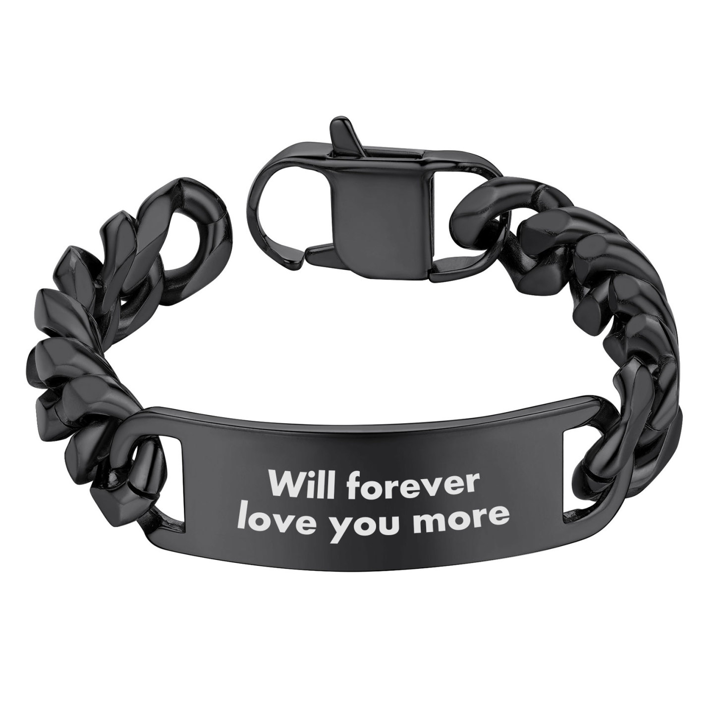 Name Engraved for Men Custom Cuban Link Chain ID Bracelet 