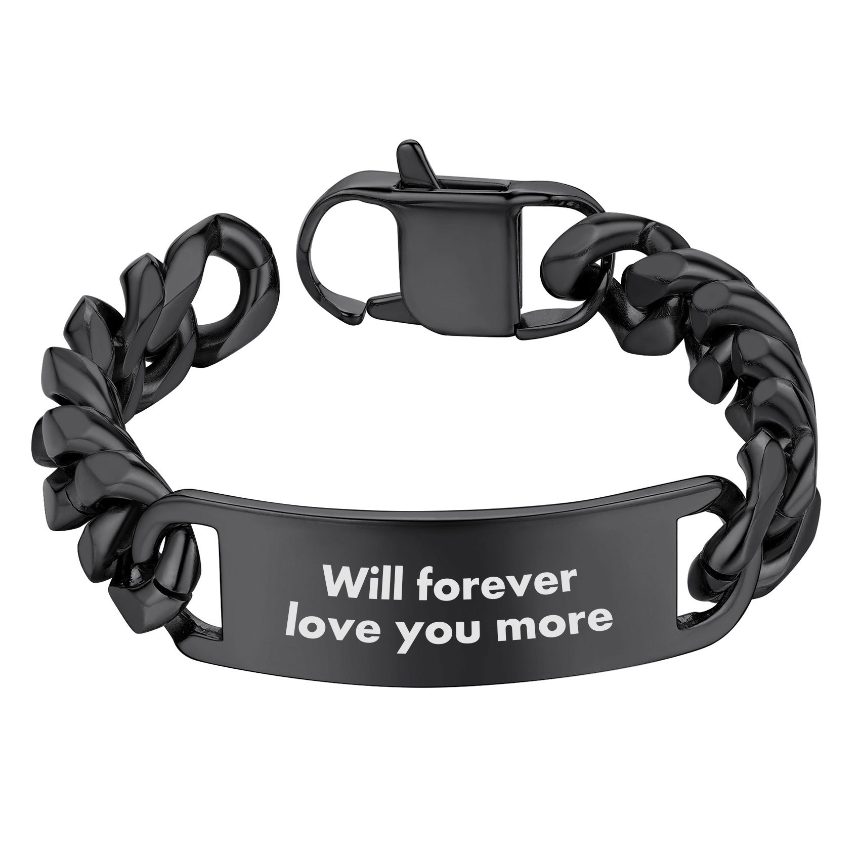 Name Engraved for Men Custom Cuban Link Chain ID Bracelet 