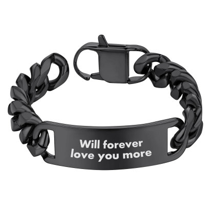Name Engraved for Men Custom Cuban Link Chain ID Bracelet 