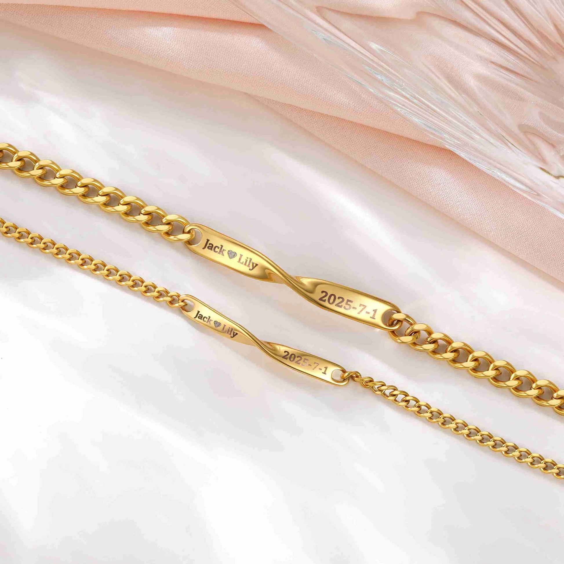 Name Mobius Matching Bracelets Gold Plated