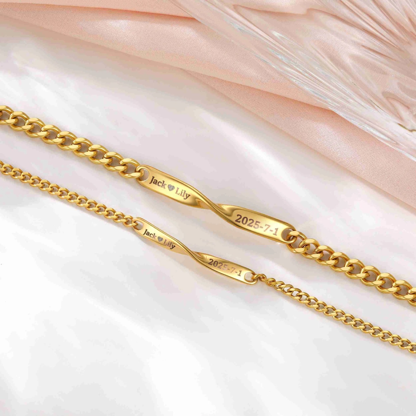 Name Mobius Matching Bracelets Gold Plated