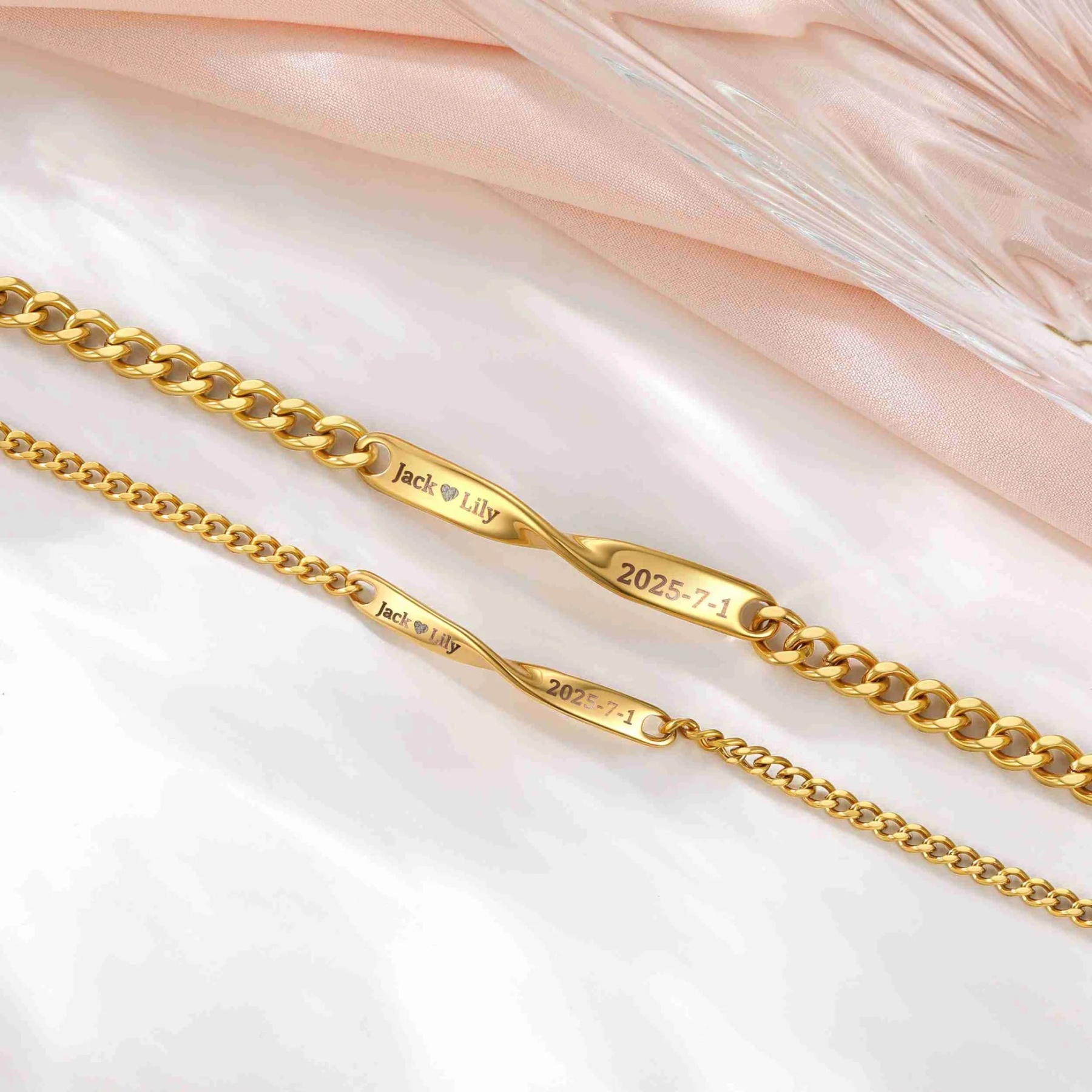 Name Mobius Matching Bracelets Gold Plated