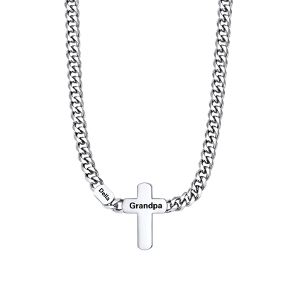 1 Name Cuban Chain Cross Necklace silver
