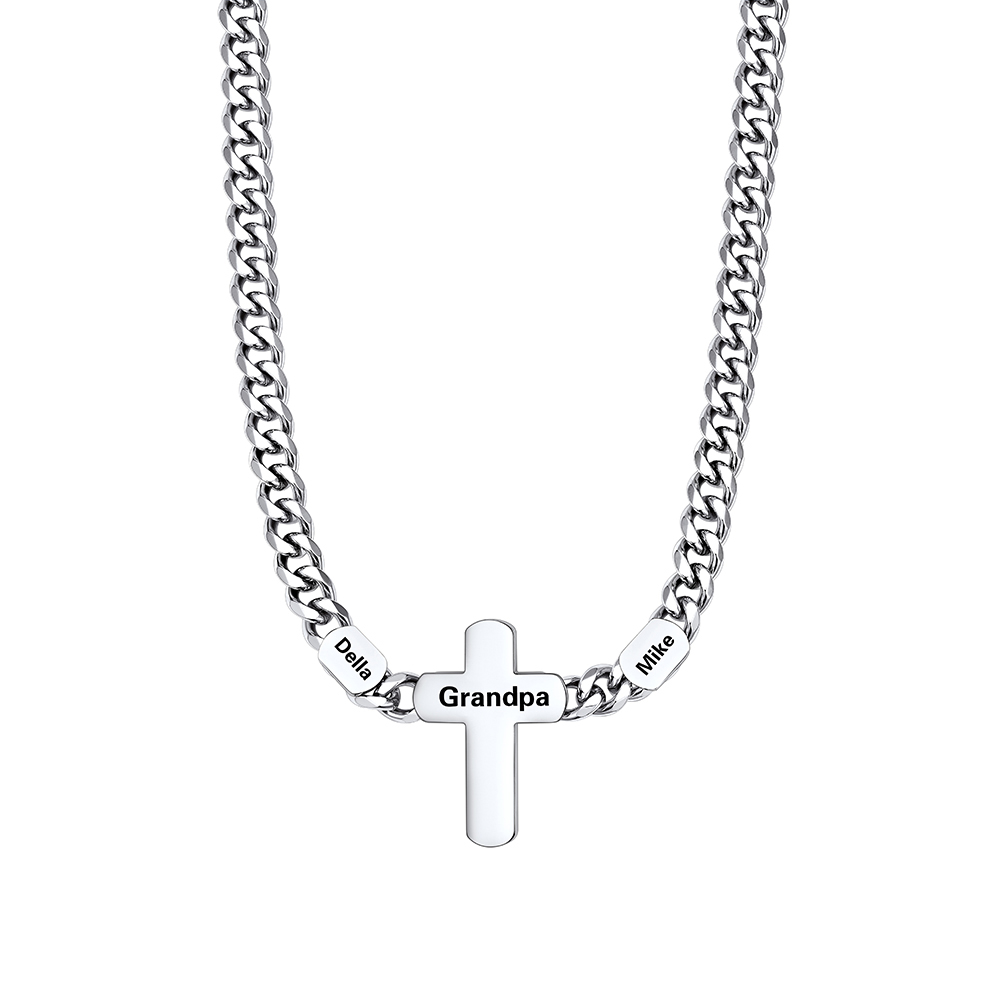 Names Cuban Chain Cross Necklace