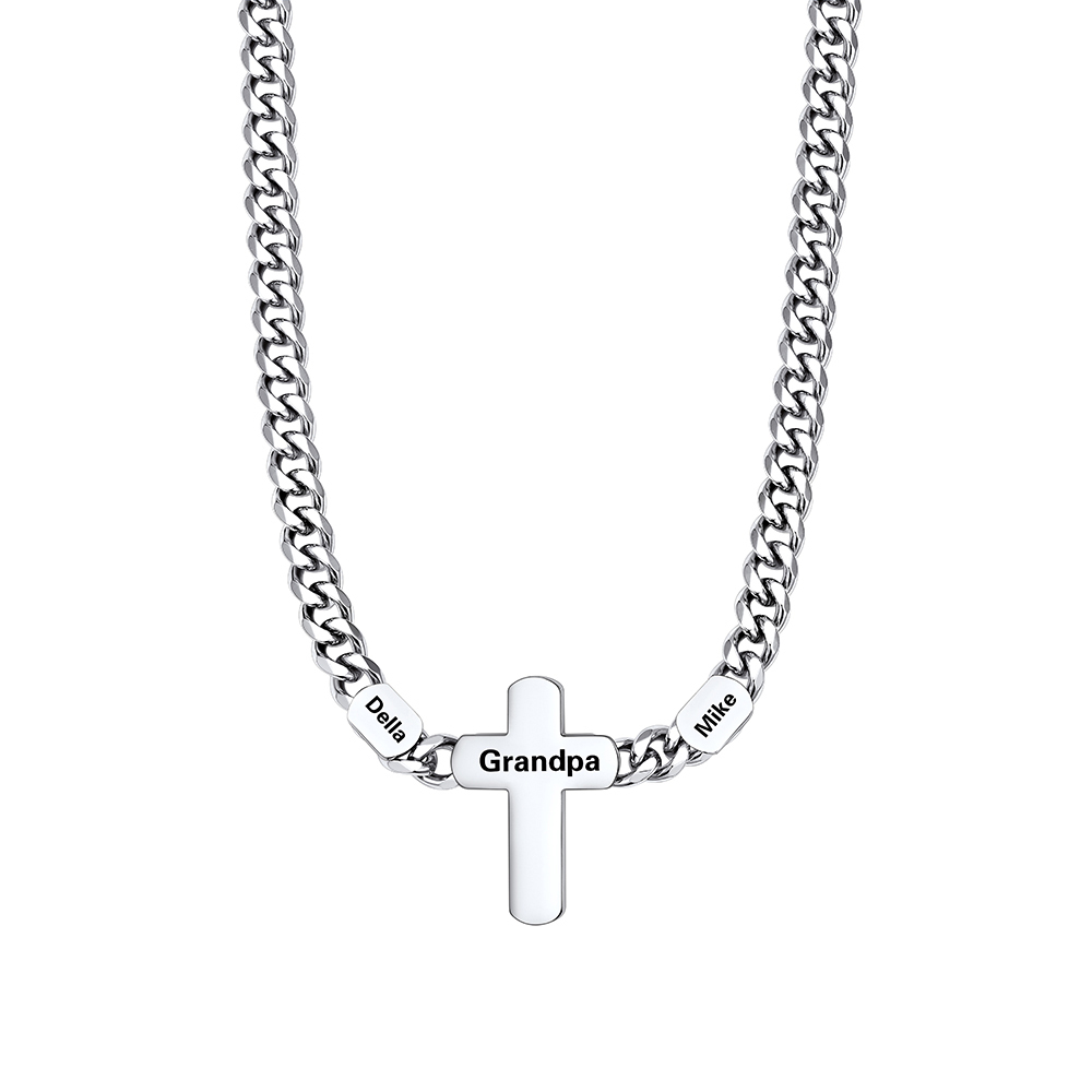 Names Cuban Chain Cross Necklace