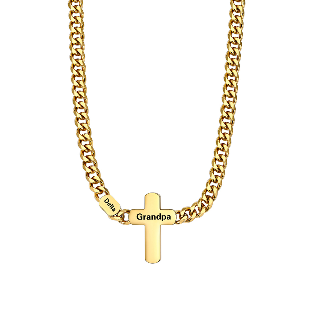 1 Name Cuban Chain Cross Necklace