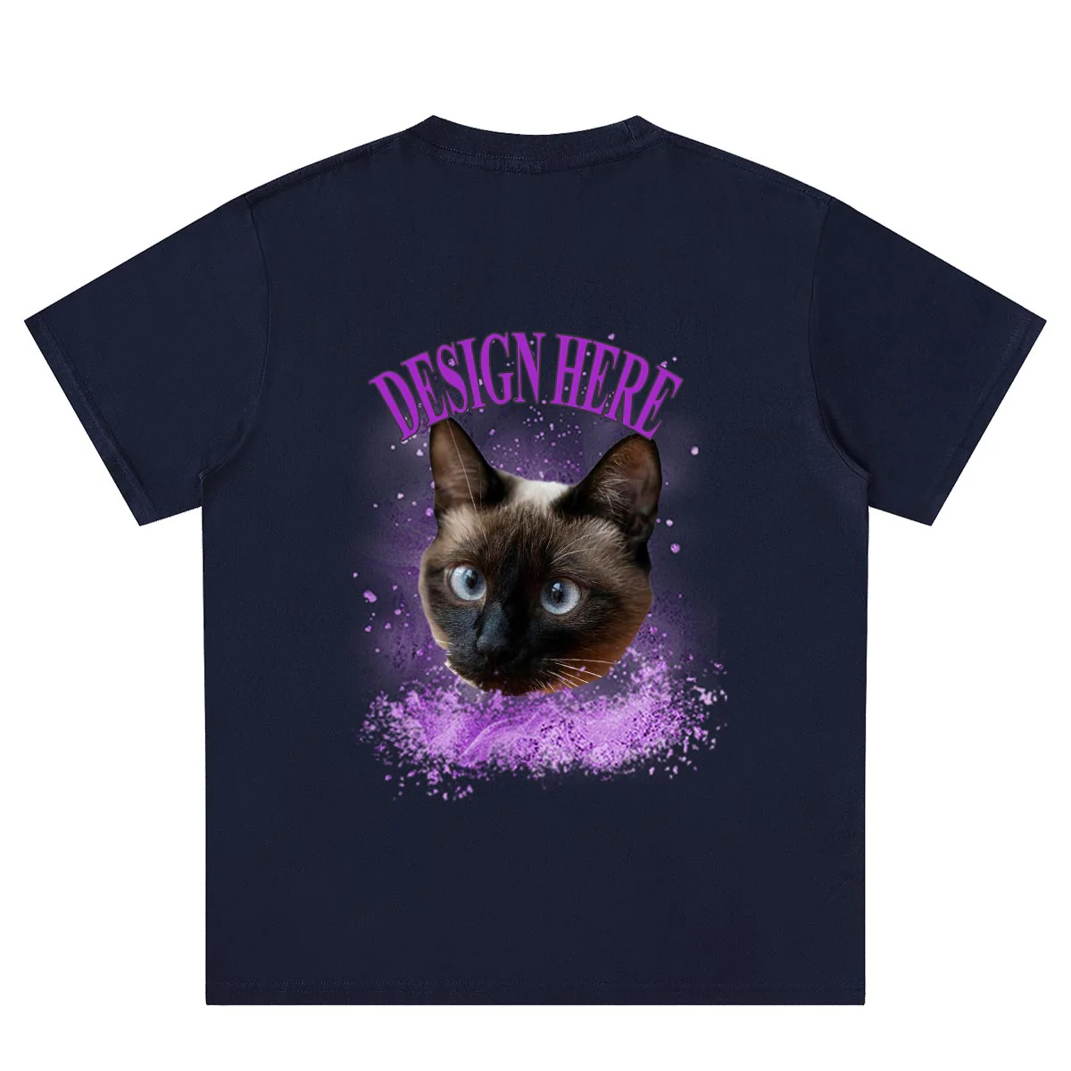 Navy Blue back Custom Photo T-Shirts 