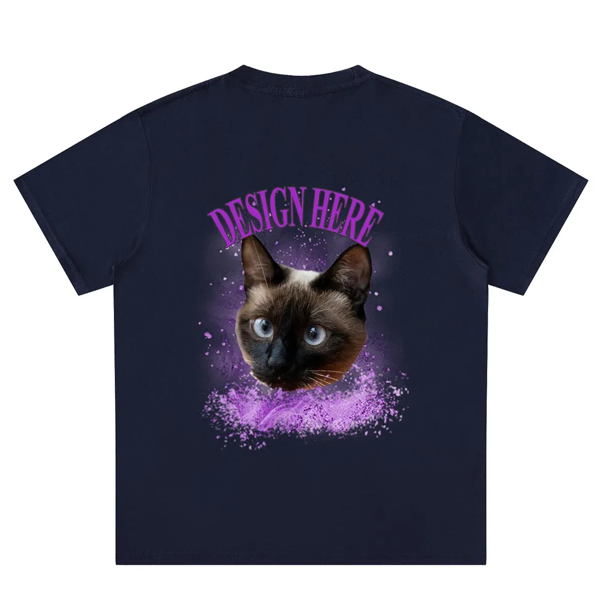 Navy Blue back Custom Photo T-Shirts 