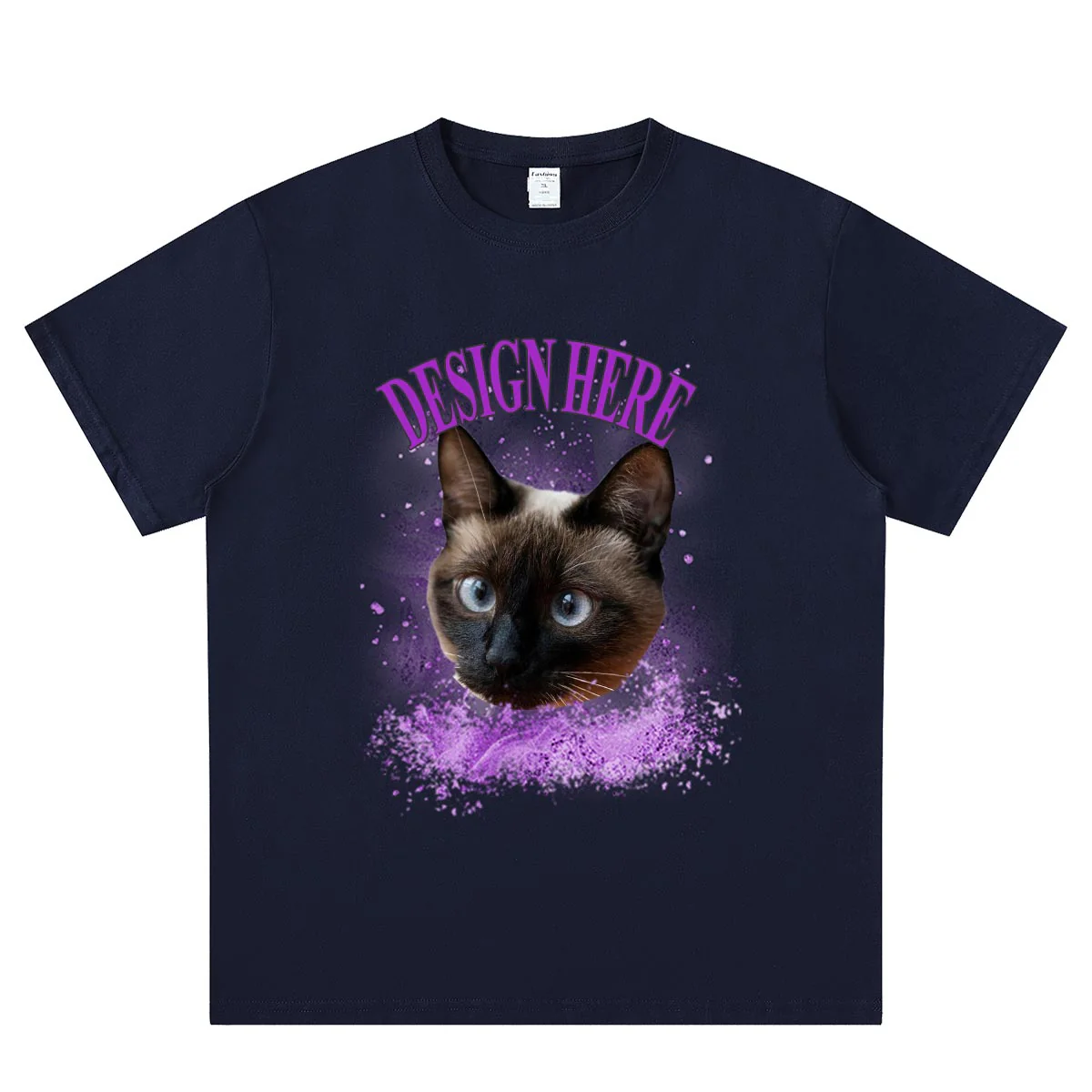 Navy Blue front Custom Photo T-Shirts 