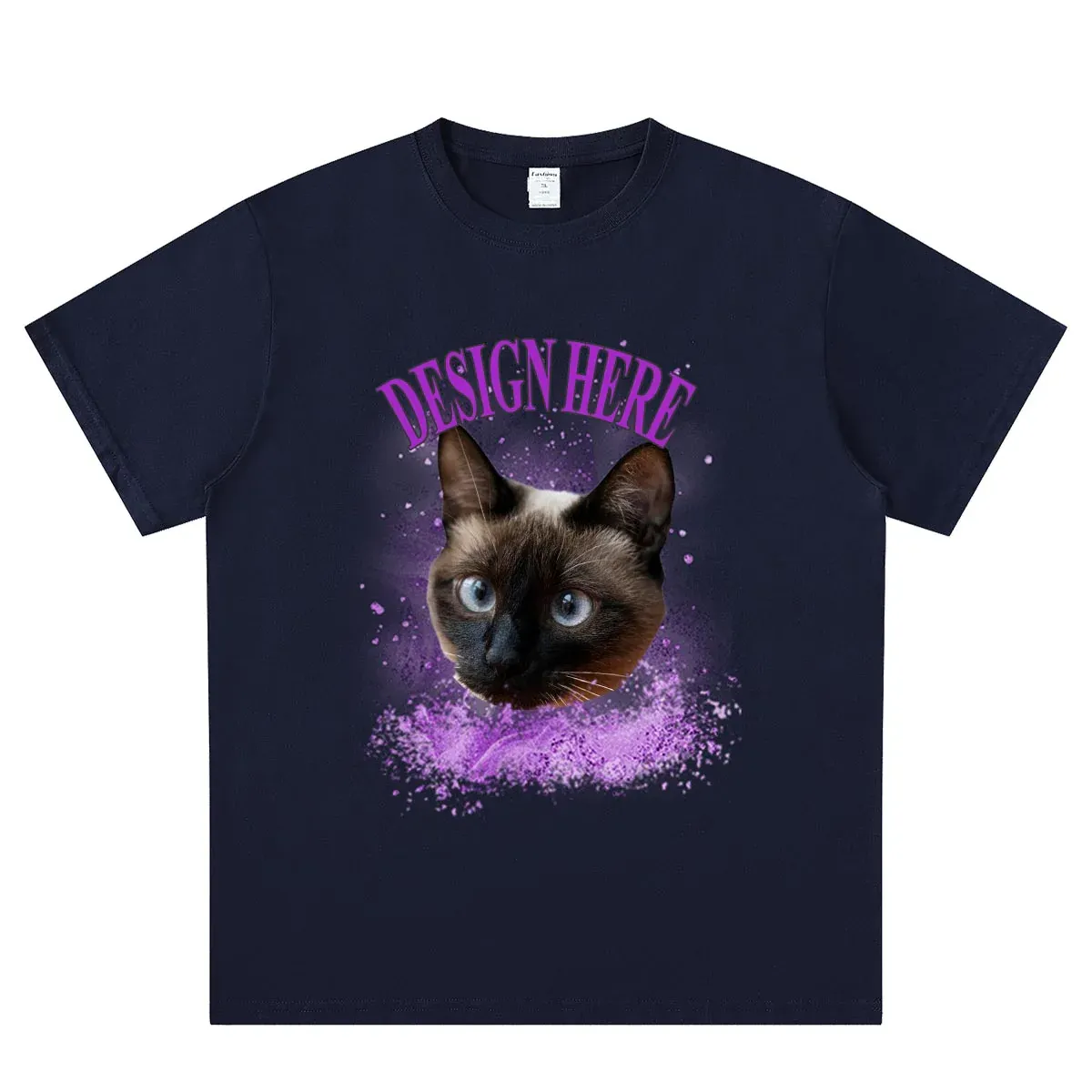 Navy Blue front Custom Photo T-Shirts 