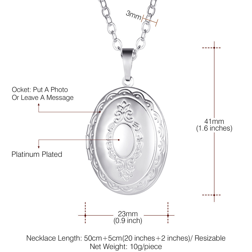 Custom Photo Locket Oval Vintage Necklace For Women