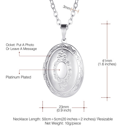 Custom Photo Locket Oval Vintage Necklace For Women