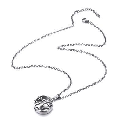 Personalized Engraved Urn Cremation Pendant  Family Tree Necklace silver