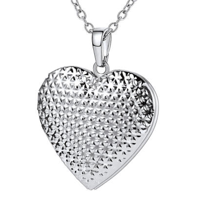 Personalized Heart Locket Necklace with Photo and Engraving silver