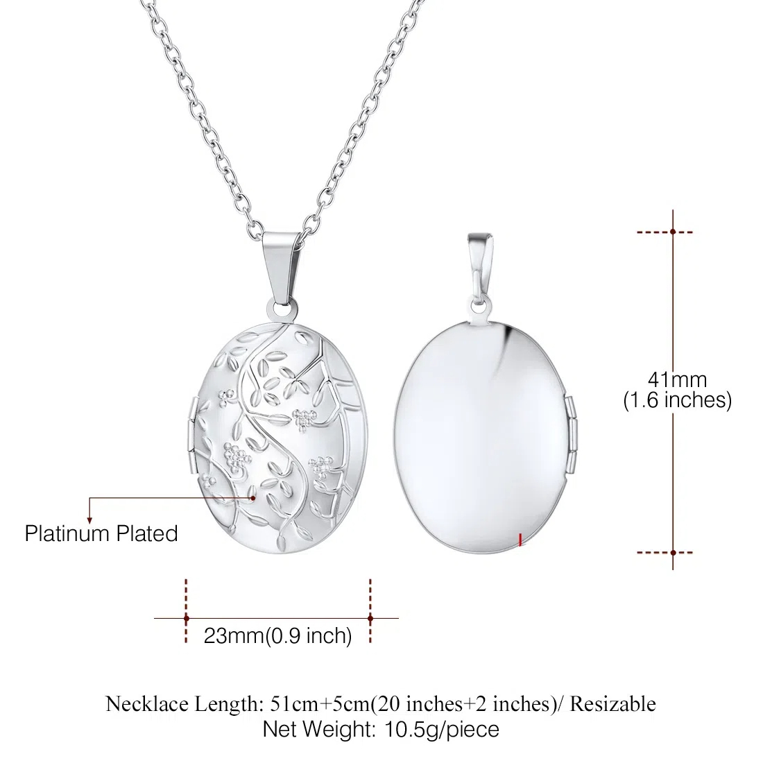 Photo Locket Oval Pendant Necklace 
