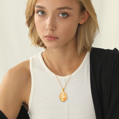 Custom Photo Locket Oval Pendant Necklace model
