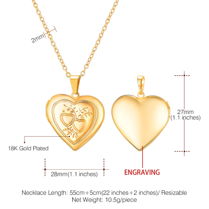 Personalized Locket Necklaces Picture Heart Pendant for Women