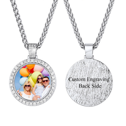 Customizable Photo and Engraving Necklace Silver