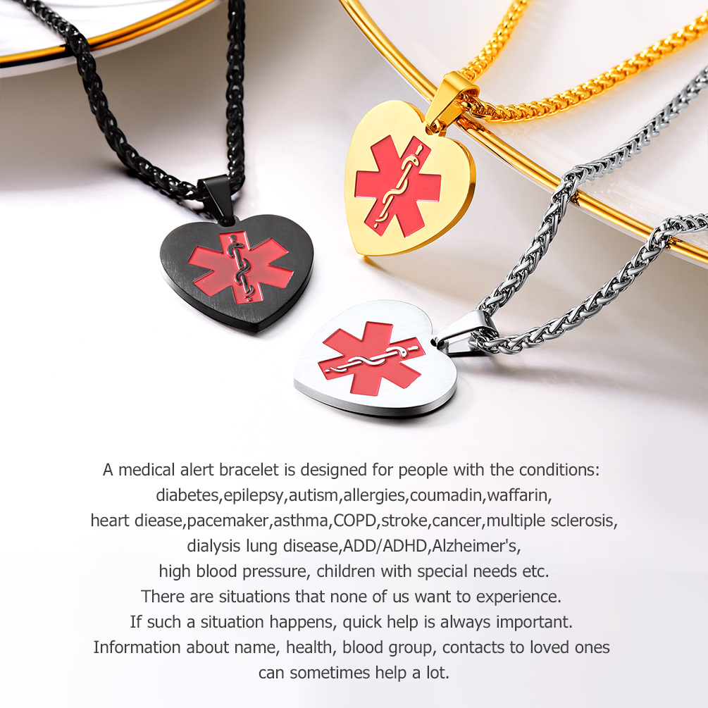 Custom Medical ID Medical Alert Necklace 