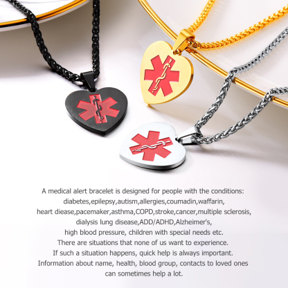 Custom Medical ID Medical Alert Necklace 