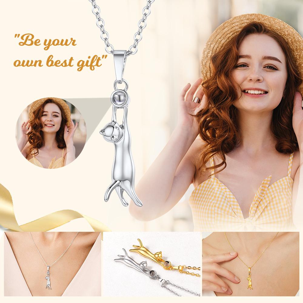Projection Cat I Love You Necklace for Women