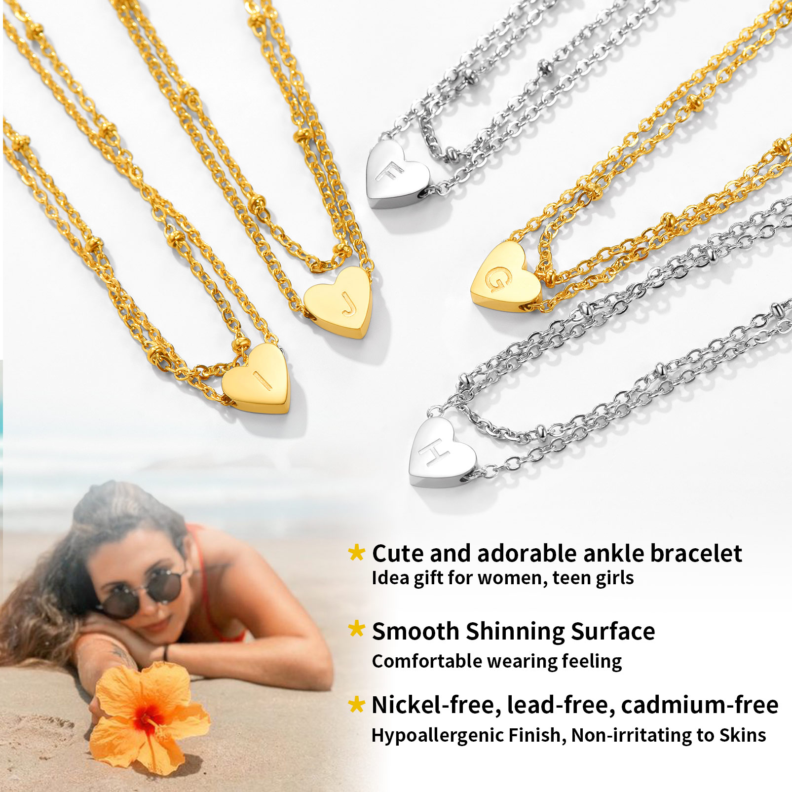 Initial Heart Stainless Steel Anklet 