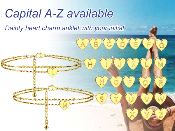 Initial Heart Layered Anklet For Women collection