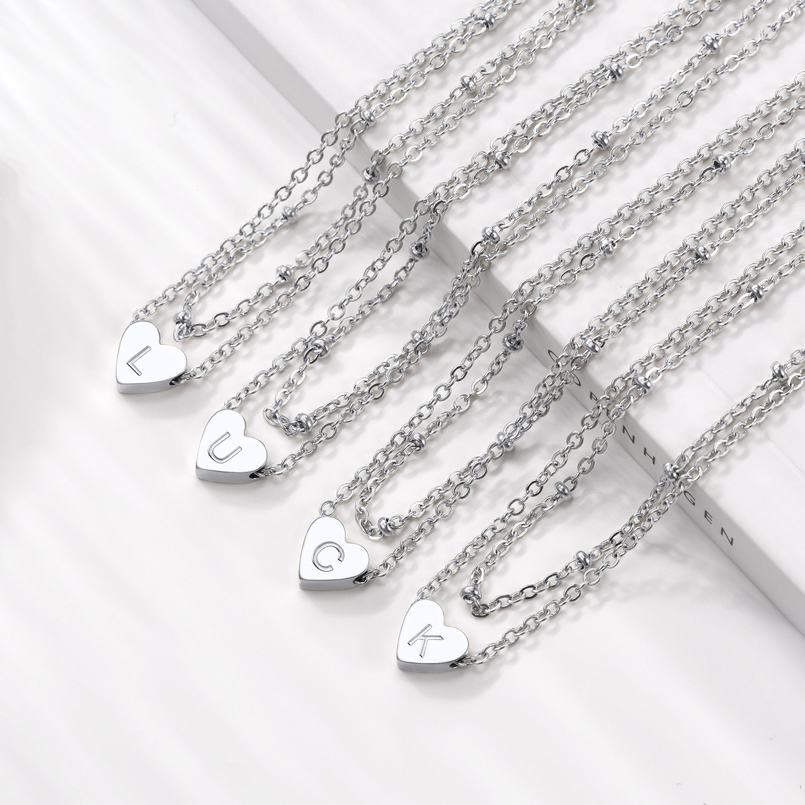 Initial Stainless Steel Layered Anklet For Women silver