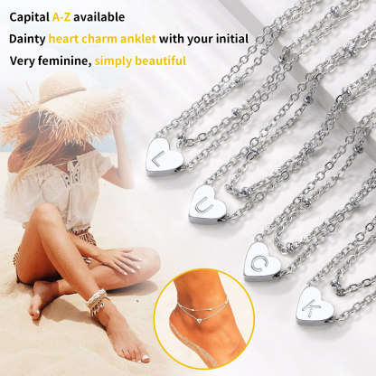 Initial Stainless Steel Layered Anklet For Women