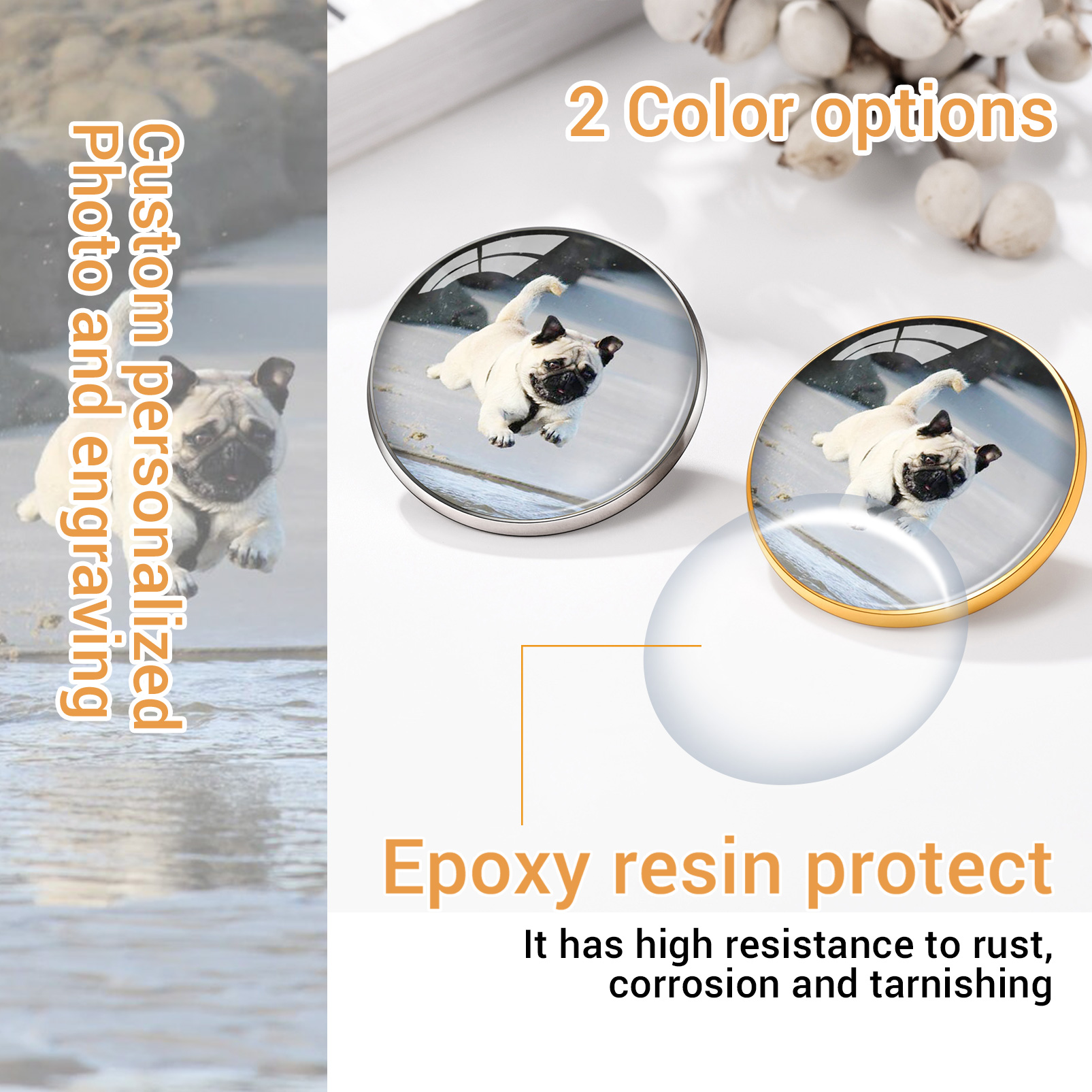 Custom Wedding Charms Photo Brooch Memorial Pins for Women Men  2 color