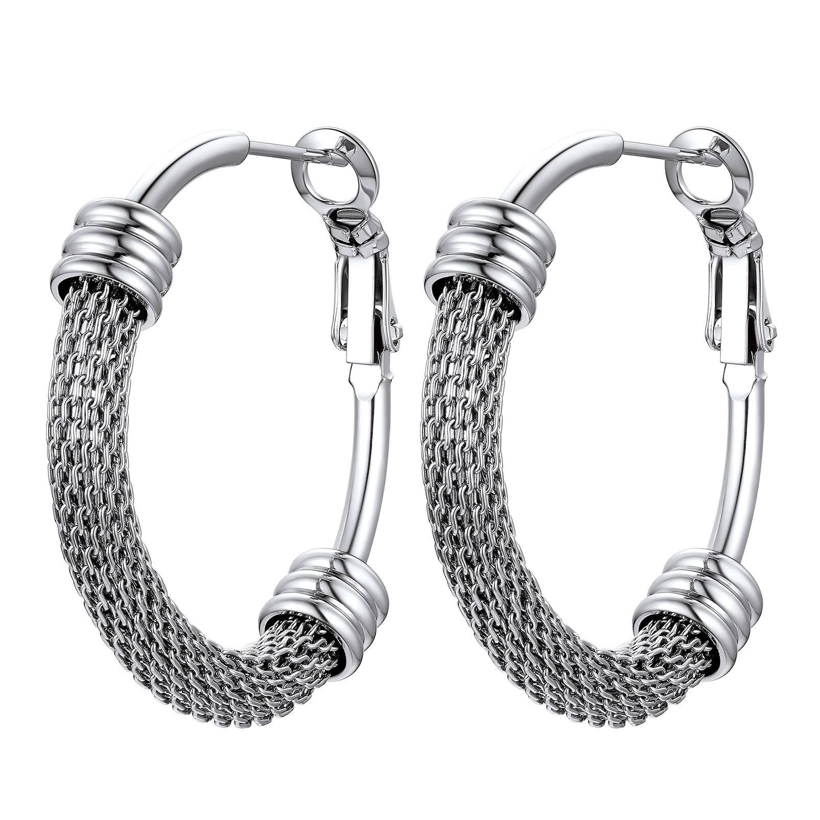 Stainless Steel Trendy Dop Hoop Earrings For Women silver small