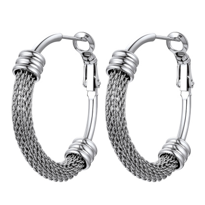 Stainless Steel Trendy Dop Hoop Earrings For Women silver small