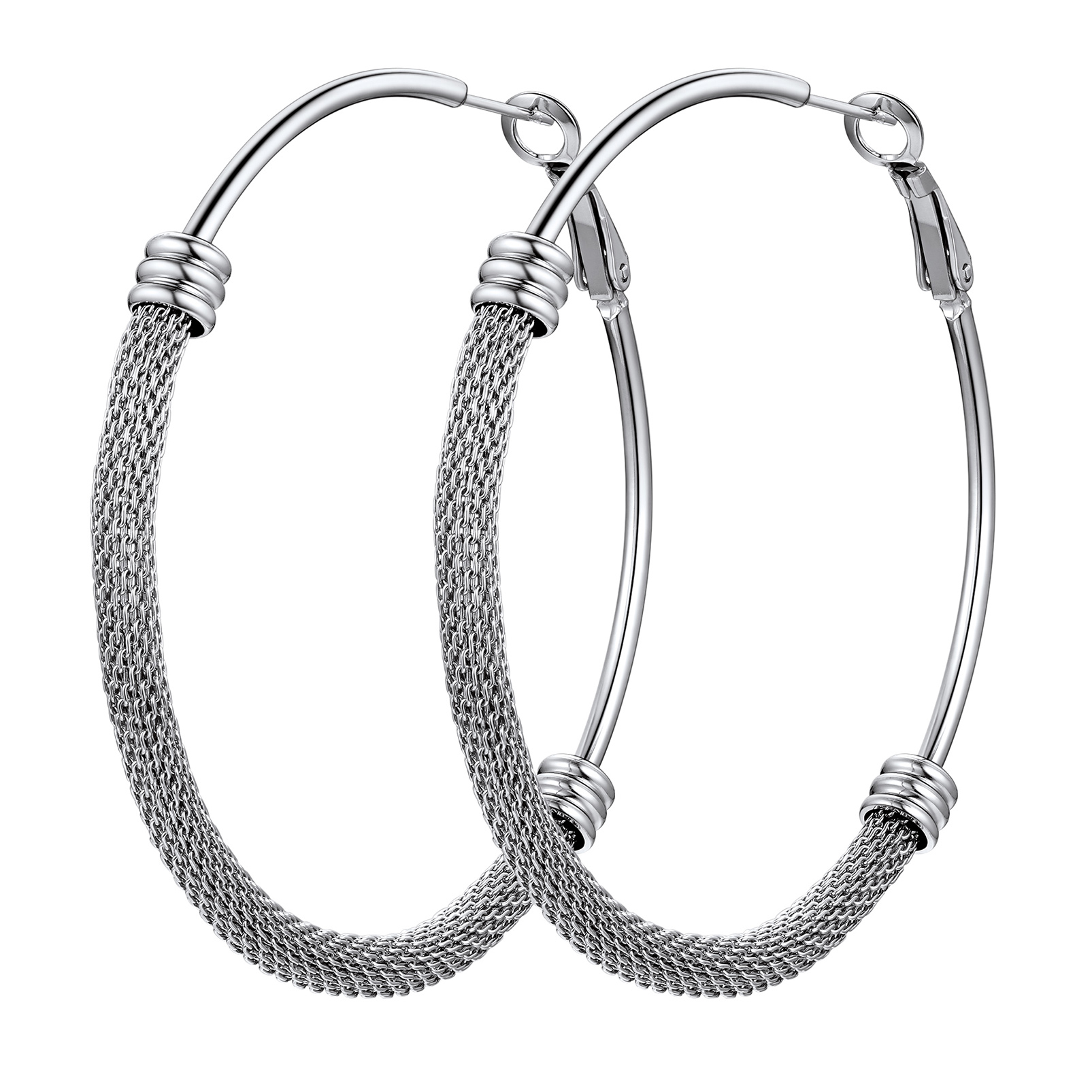 Stainless Steel Trendy Dop Hoop Earrings For Women silver middle