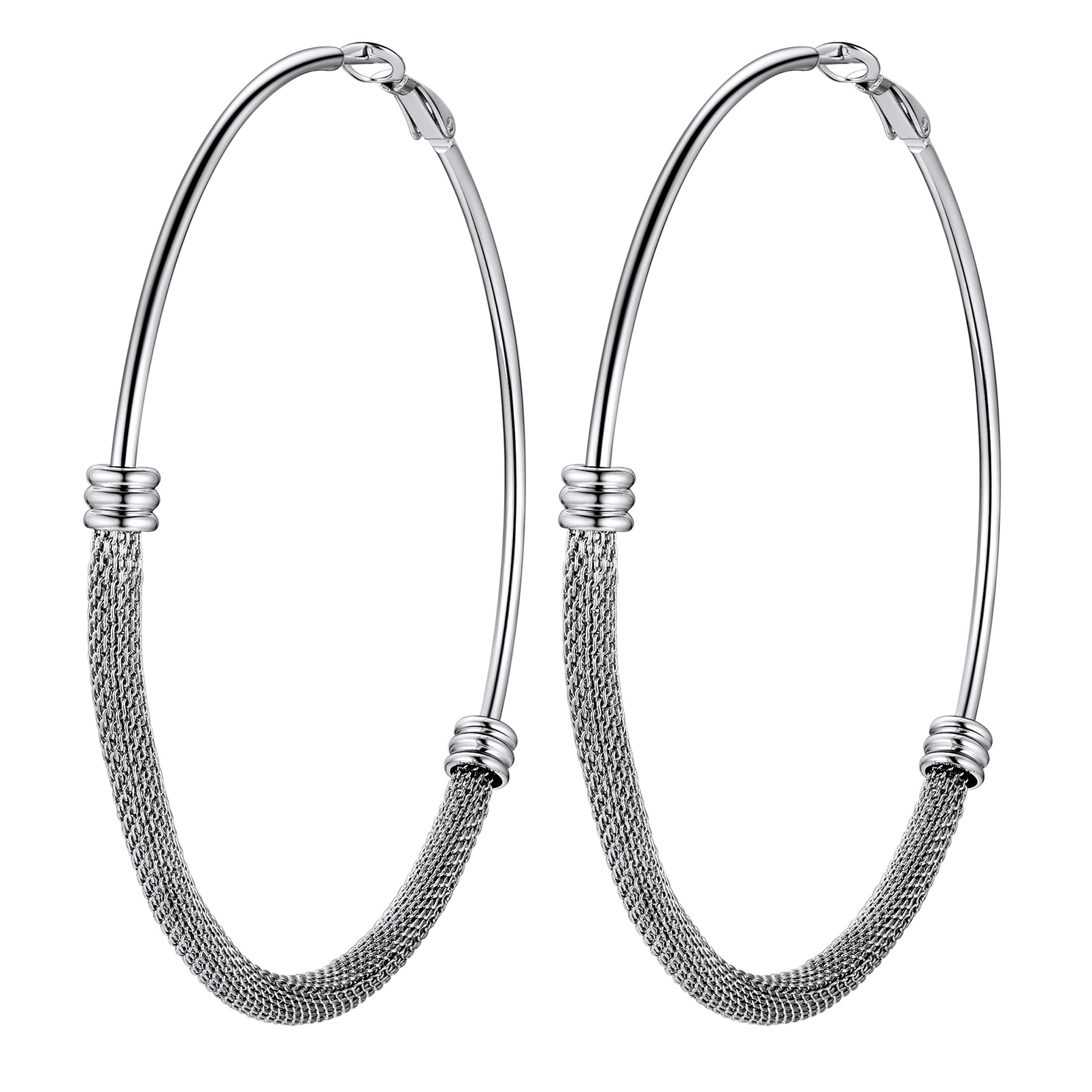 Stainless Steel Trendy Hoop Earrings For Women silver large