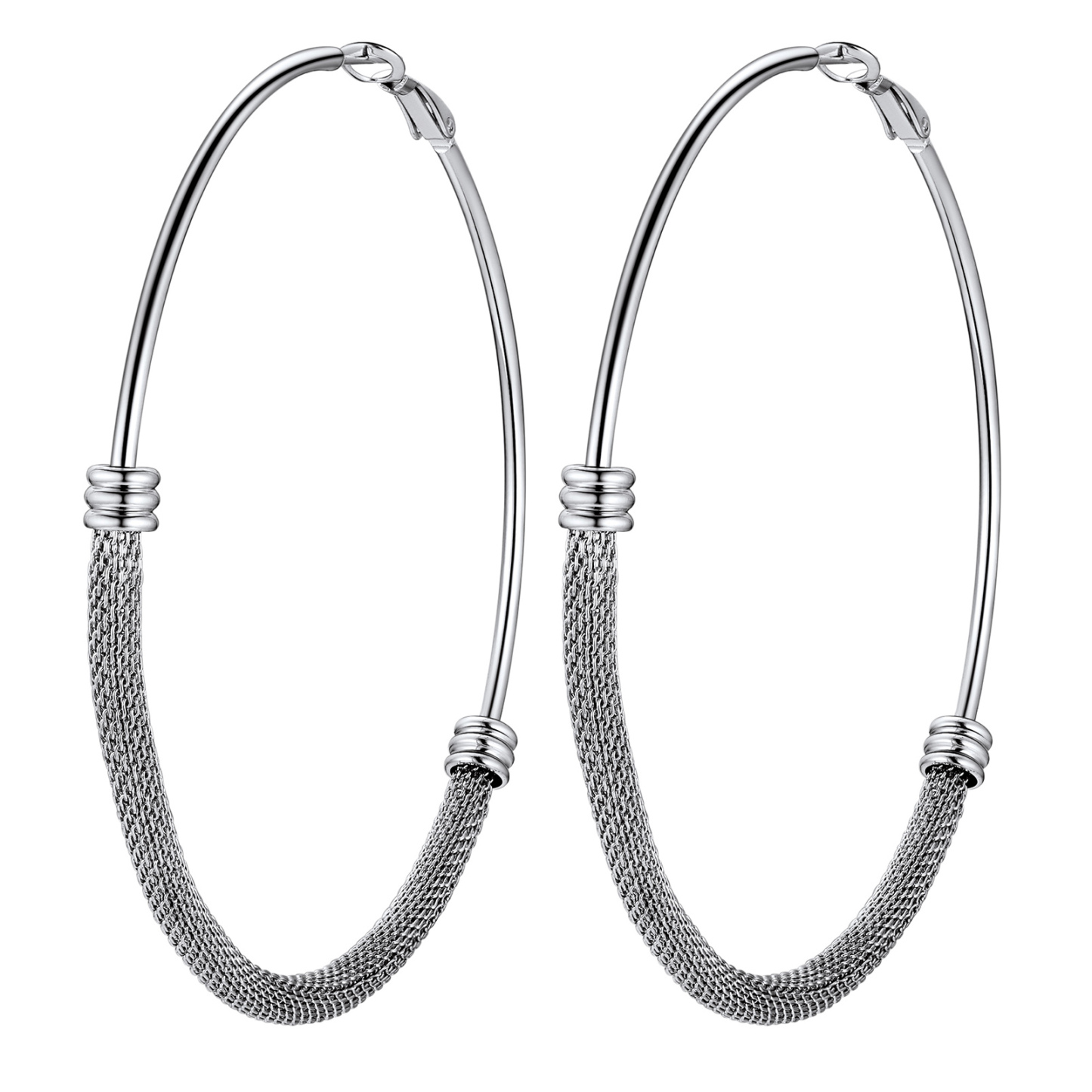Stainless Steel Trendy Hoop Earrings For Women silver large