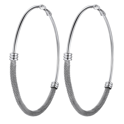 Stainless Steel Trendy Hoop Earrings For Women silver large