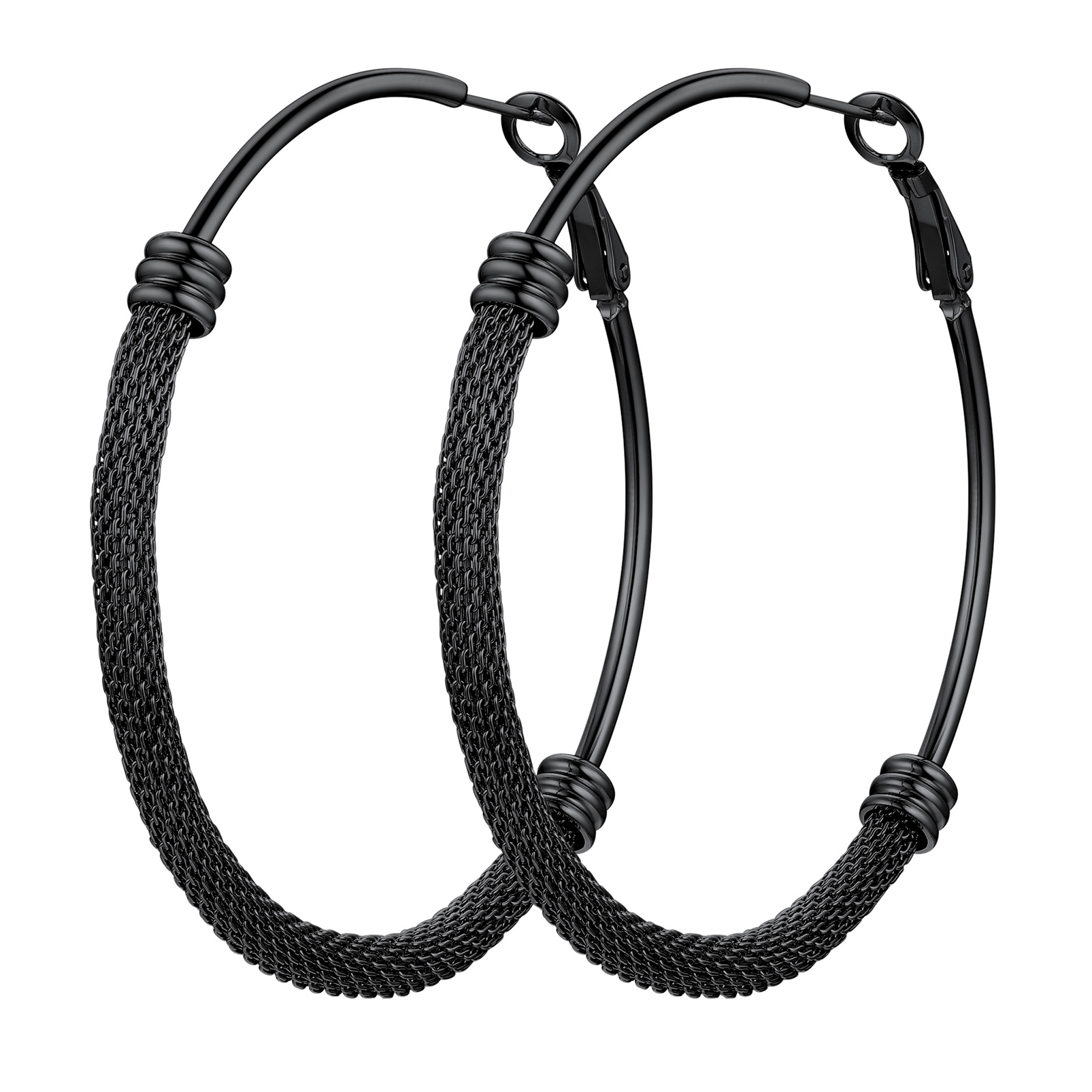Stainless Steel Trendy Hoop Earrings For Women black middle